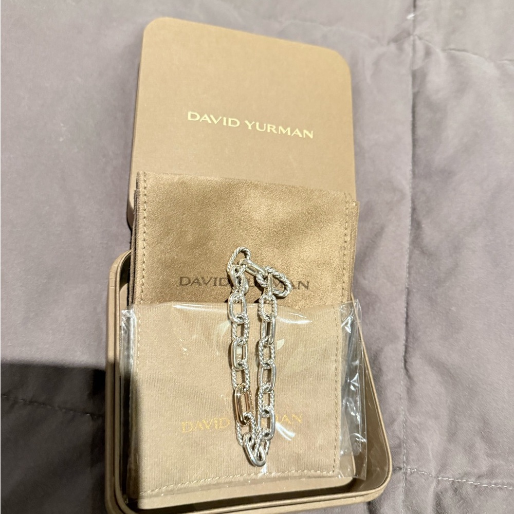 Authentic David Yurman DY Madison Chain Bracelet 8.5 mm Sterling with Gold Link